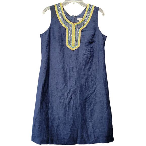 Merona Blue Midi Preppy Boho Sequin Scoop Neck Classic Sleeveless Womens Size 12 - Picture 1 of 9
